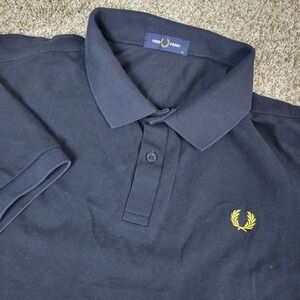 Fred Perry Mens XL Solid Black Stretch Knit Polo Short Sleeve